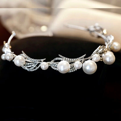 Montgomery - Pearl Bridal Headband / Tiara - Available in Silver and Gold