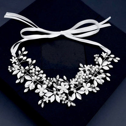 "Andalyn" - Pearl and Crystal Bridal Headband / Hair Vine - Available in Gold and Silver