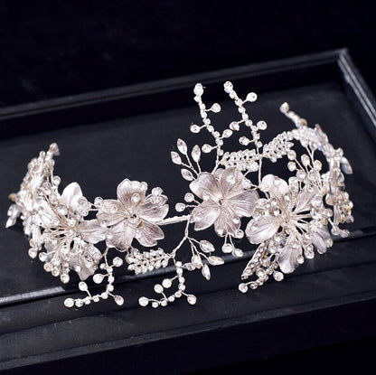 "Somerset" - Pearl and Crystal Bridal Headband - Available in Gold and Silver