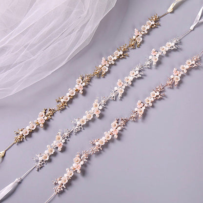 "Yvonne" - Pearl and Crystal Bridal Headband - Available in Yellow Gold, Rose Gold and Silver