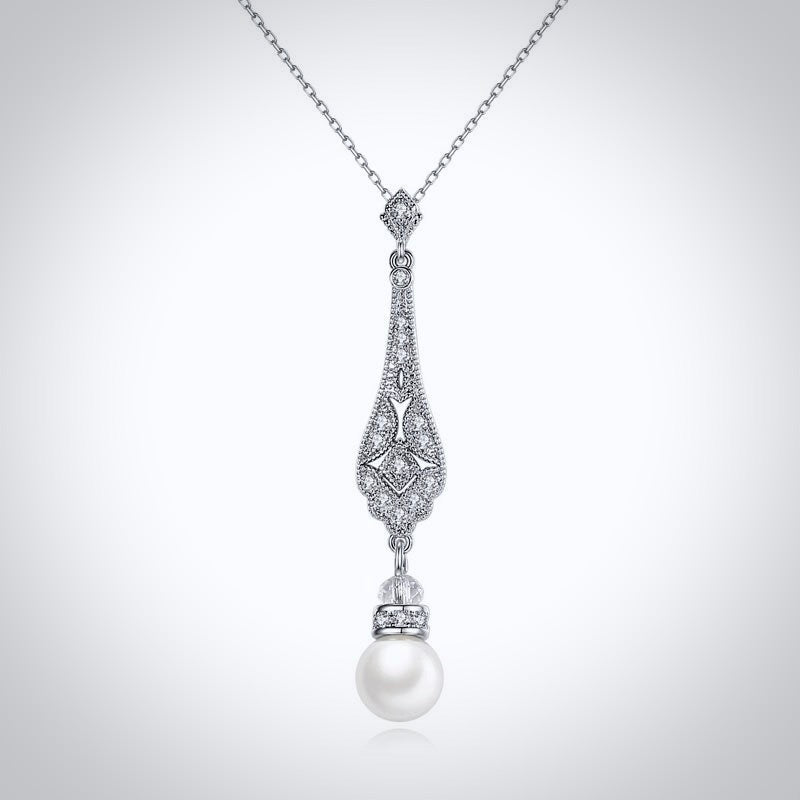 "Aretha" - Pearl and Cubic Zirconia Bridal Jewelry Set
