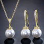 Stacey - Pearl and Cubic Zirconia Bridal Jewelry Set - Available in Silver, Rose Gold and Yellow Gold