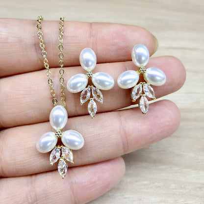 Adonna - Pearl Bridal Jewelry Set - Available in Silver, Rose Gold and Yellow Gold