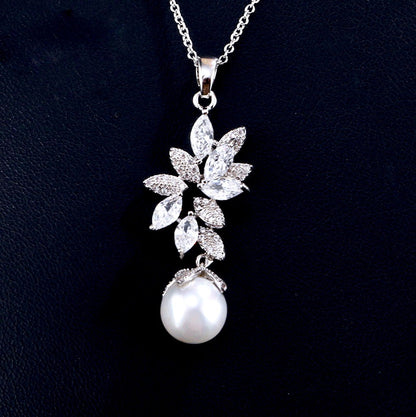 Ida - Pearl and Cubic Zirconia Bridal Jewelry Set