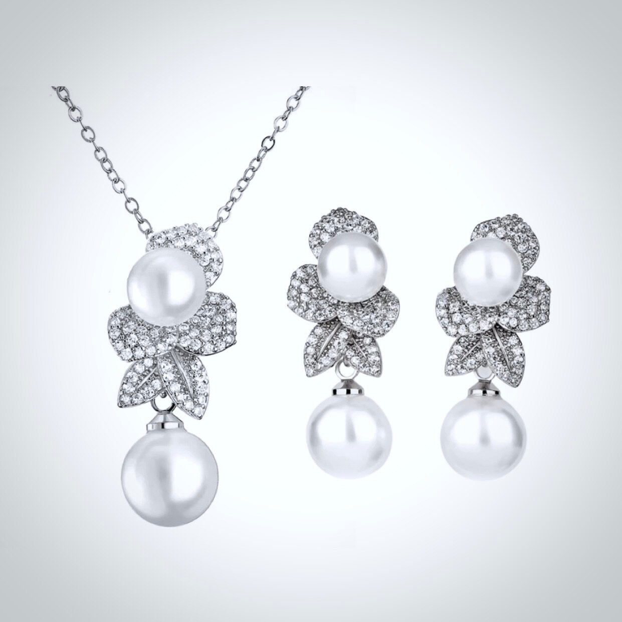 "Cambria" - Pearl Bridal Jewelry Set - Available in Gold and Silver