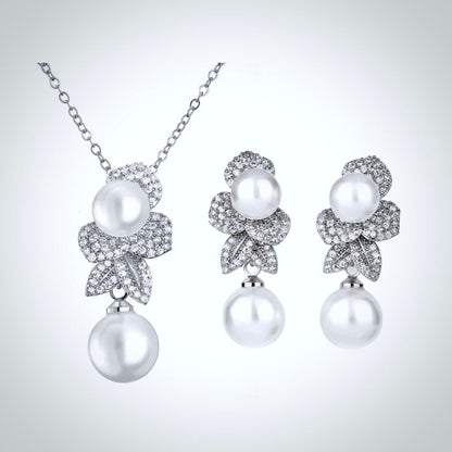 "Cambria" - Pearl Bridal Jewelry Set - Available in Gold and Silver
