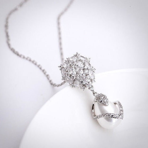 Oressa - Pearl and Cubic Zirconia Bridal Jewelry Set
