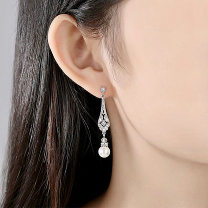 "Aretha" - Pearl and Cubic Zirconia Bridal Jewelry Set