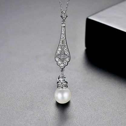 "Aretha" - Pearl and Cubic Zirconia Bridal Jewelry Set