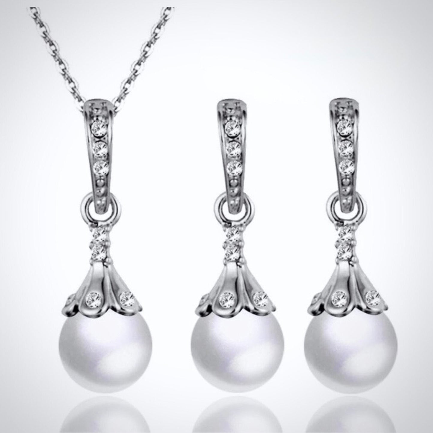 "Allison" - Pearl and Cubic Zirconia Jewelry Set