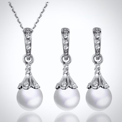"Allison" - Pearl and Cubic Zirconia Jewelry Set