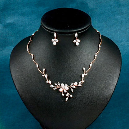 Anna - Freshwater Pearl and Cubic Zirconia Bridal Jewelry Set - Available in Silver, Rose Gold and Yellow Gold