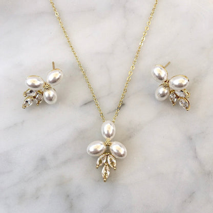 Adonna - Pearl Bridal Jewelry Set - Available in Silver, Rose Gold and Yellow Gold