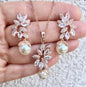 Ida - Pearl and Cubic Zirconia Bridal Jewelry Set