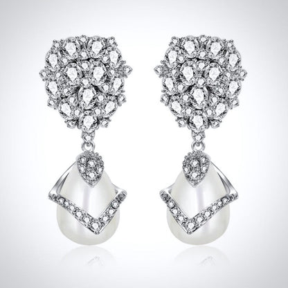 Oressa - Pearl and Cubic Zirconia Bridal Jewelry Set