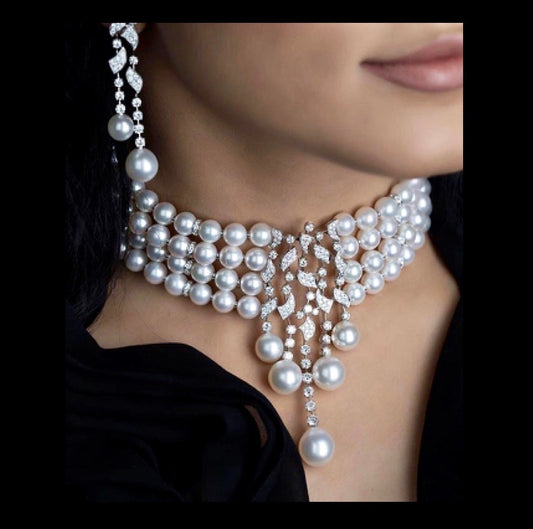 Giovanna - Pearl and Cubic Zirconia Bridal Jewelry Set