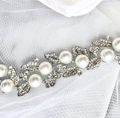 Sidra - Pearl Bridal Bracelet and Earrings Set