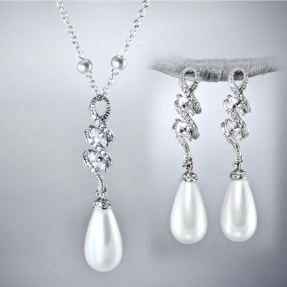 Vanessa - Pearl and Cubic Zirconia Bridal Earrings