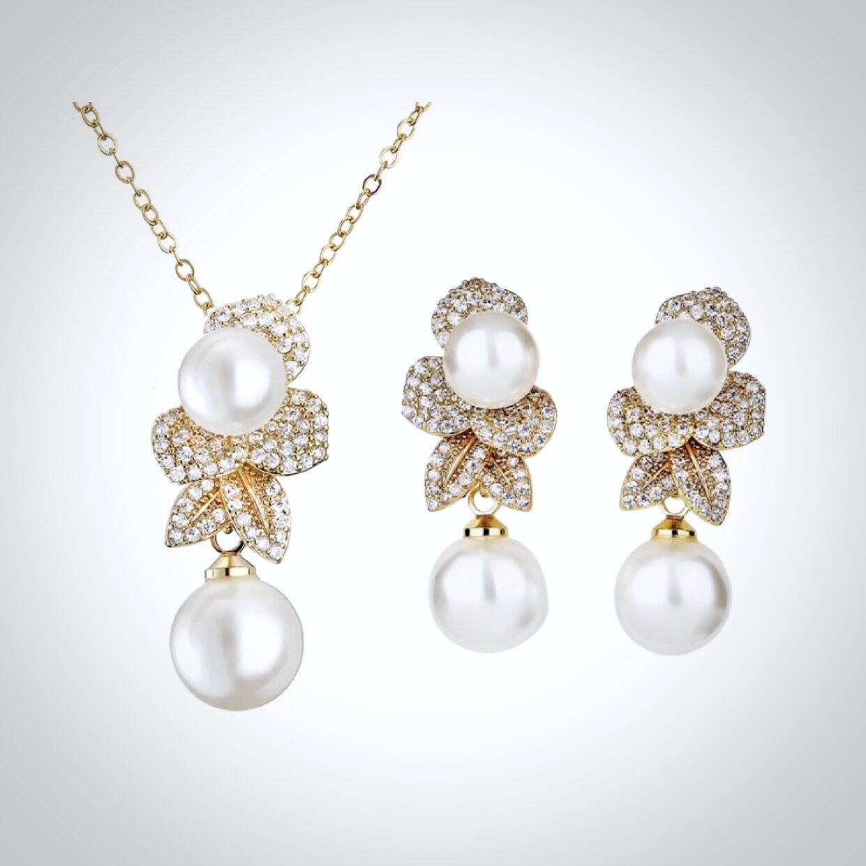 "Cambria" - Pearl Bridal Jewelry Set - Available in Gold and Silver