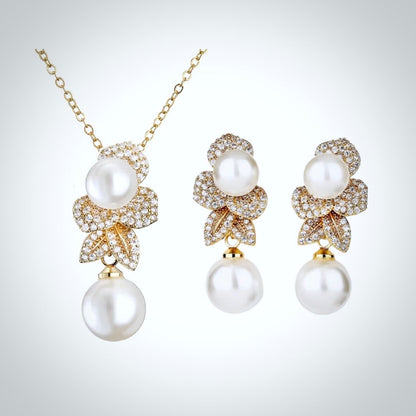 "Cambria" - Pearl Bridal Jewelry Set - Available in Gold and Silver