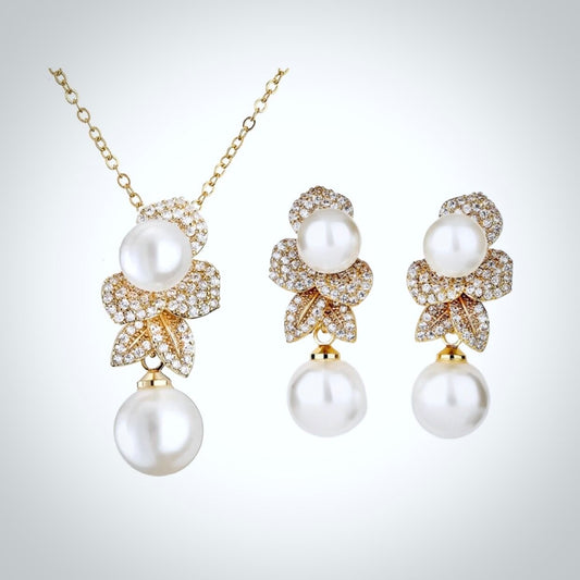 "Cambria" - Pearl Bridal Jewelry Set - Available in Gold and Silver