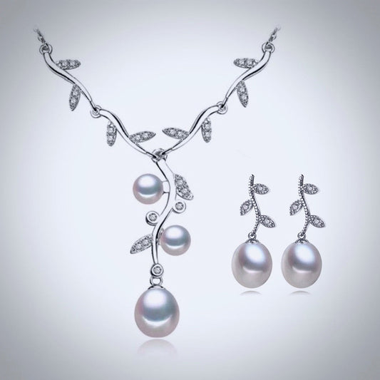 "Doreen" - Sterling Silver and Natural Pearl Bridal Jewelry Set