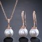 Stacey - Pearl and Cubic Zirconia Bridal Jewelry Set - Available in Silver, Rose Gold and Yellow Gold