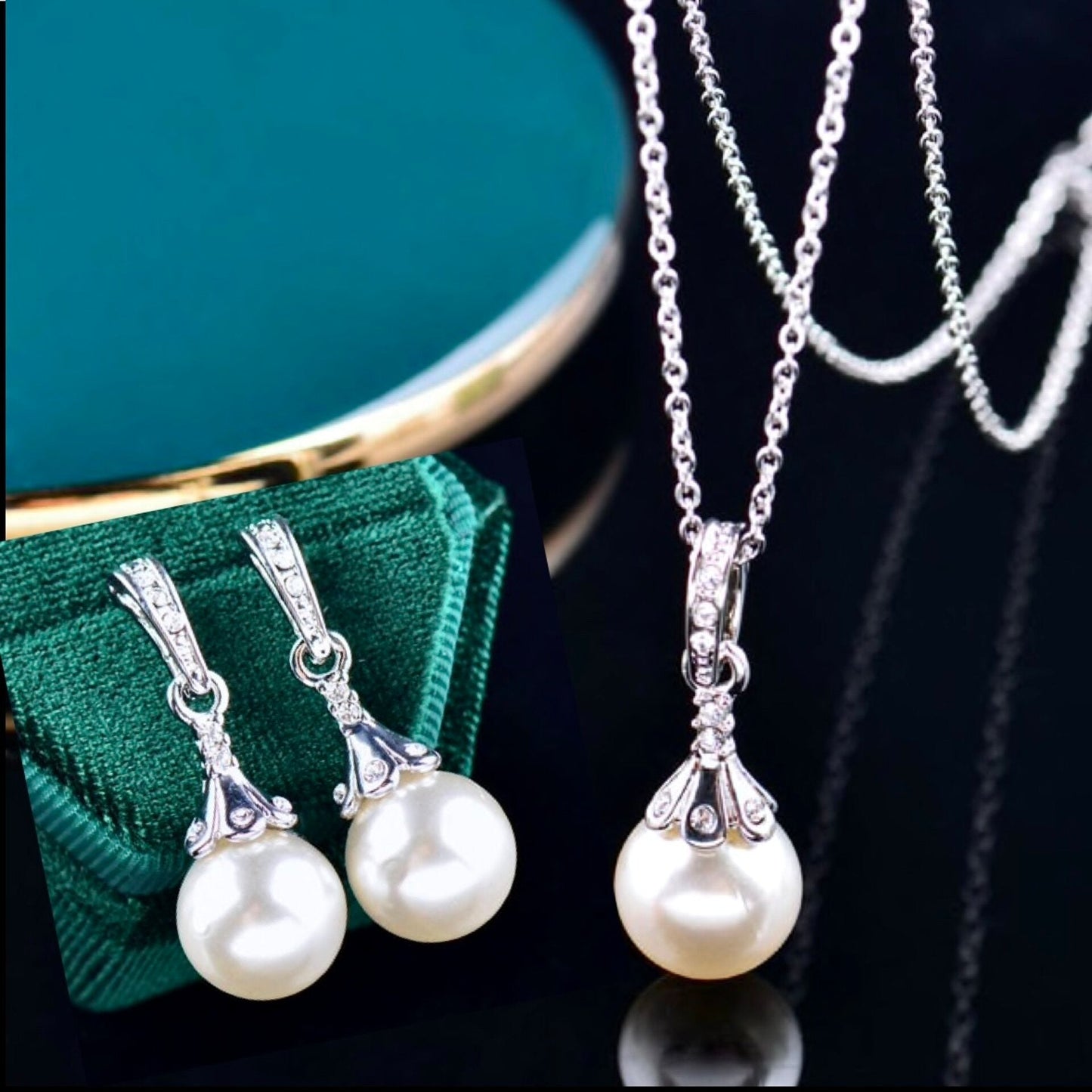 "Allison" - Pearl and Cubic Zirconia Jewelry Set