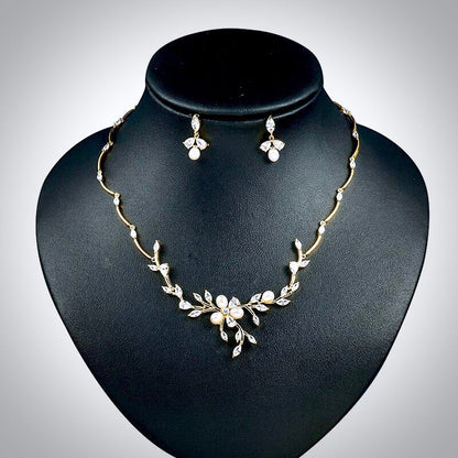 Anna - Freshwater Pearl and Cubic Zirconia Bridal Jewelry Set - Available in Silver, Rose Gold and Yellow Gold