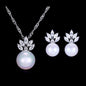 Catherine - Pearl and Cubic Zirconia Jewelry Set - Available in Silver and Gold