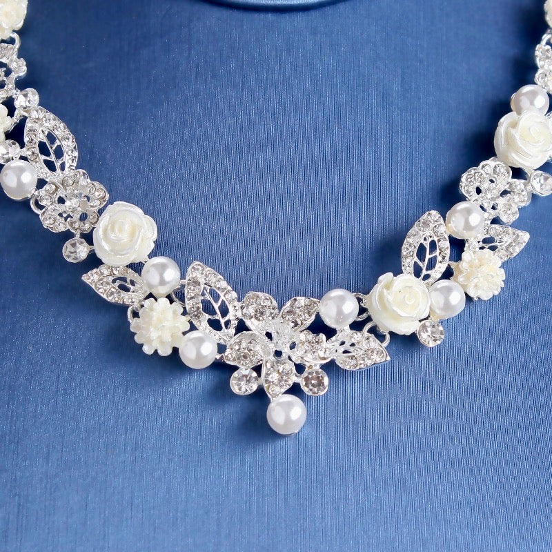 "Tosca" - Pearl and Crystal 3-Piece Bridal Jewelry Set With Tiara