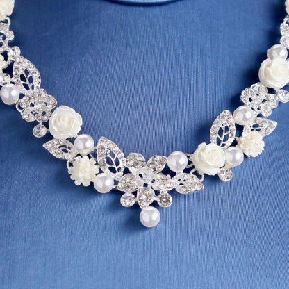 "Tosca" - Pearl and Crystal 3-Piece Bridal Jewelry Set With Tiara