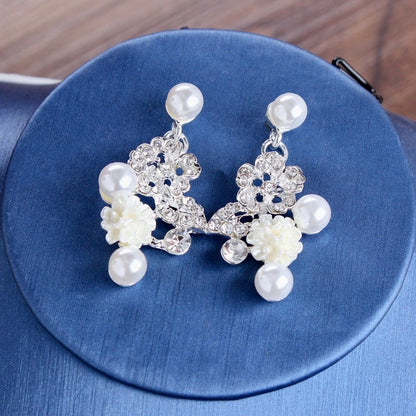 "Tosca" - Pearl and Crystal 3-Piece Bridal Jewelry Set With Tiara