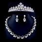 Veronica - Silver Crystal and Pearl 3-Piece Bridal Jewelry Set With Half Tiara