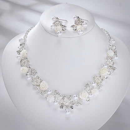 "Tosca" - Pearl and Crystal 3-Piece Bridal Jewelry Set With Tiara