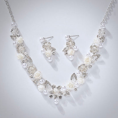 "Tosca" - Pearl and Crystal 3-Piece Bridal Jewelry Set With Tiara