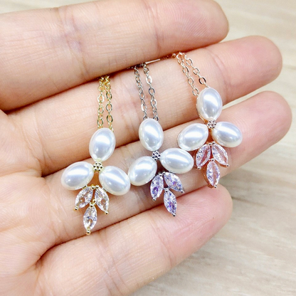 Adonna - Pearl Bridal Necklace - Available in Silver, Rose Gold and Yellow Gold