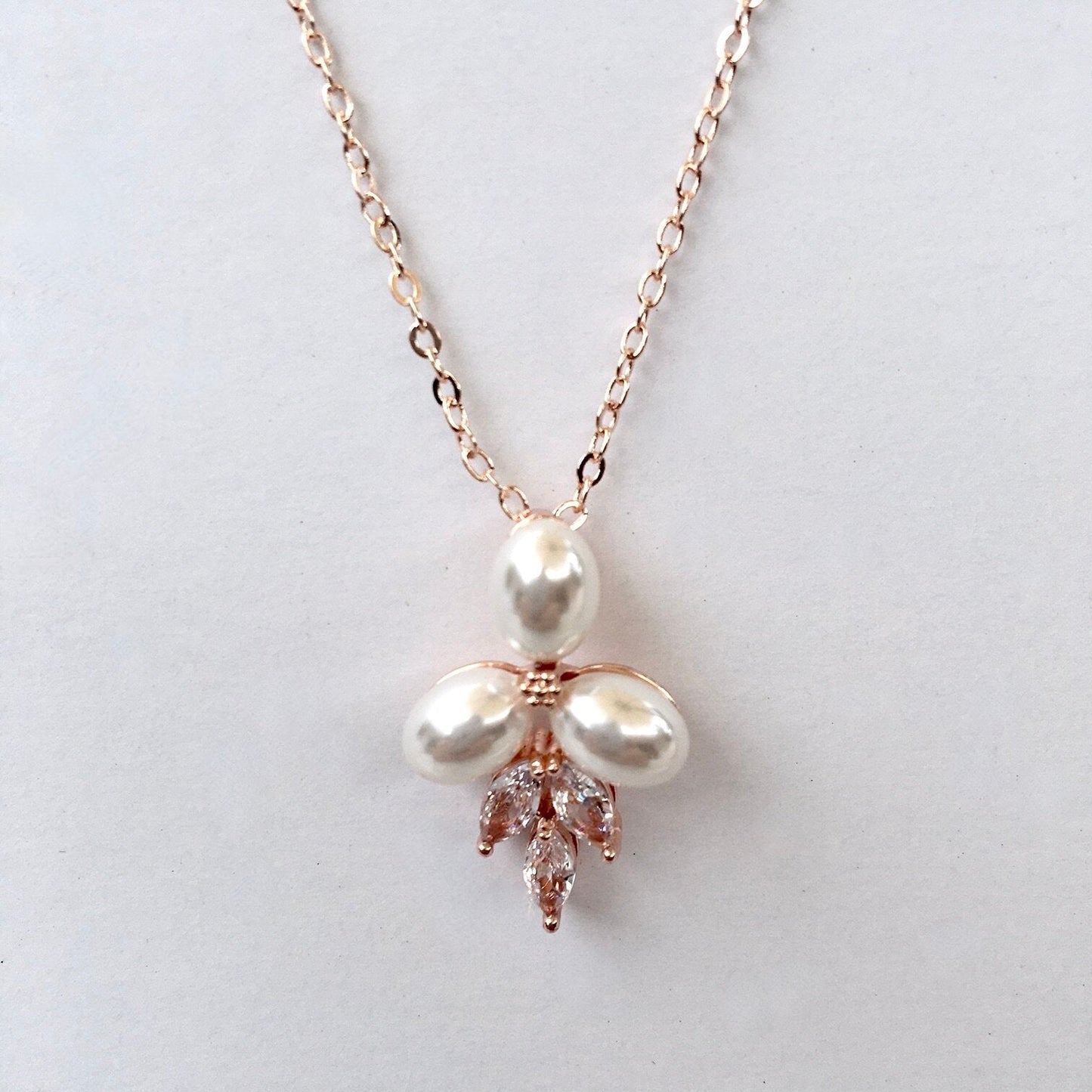 Adonna - Pearl Bridal Necklace - Available in Silver, Rose Gold and Yellow Gold