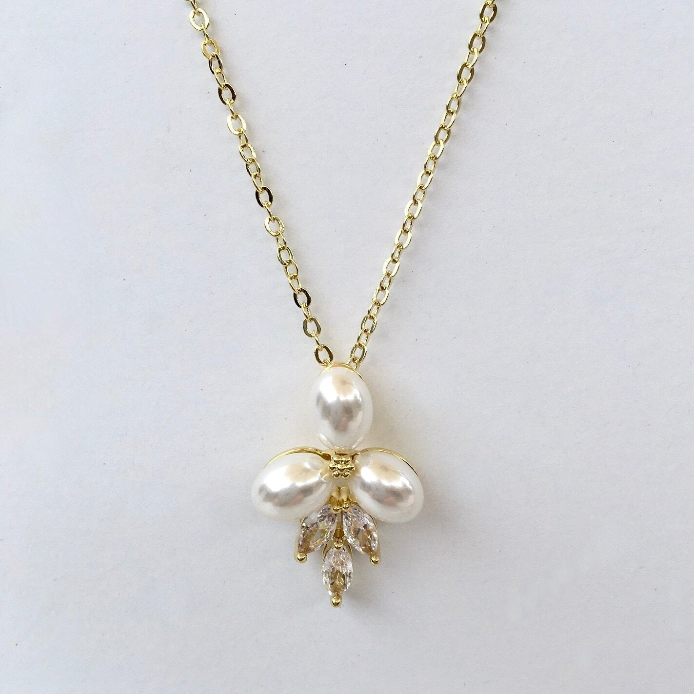 Adonna - Pearl Bridal Necklace - Available in Silver, Rose Gold and Yellow Gold