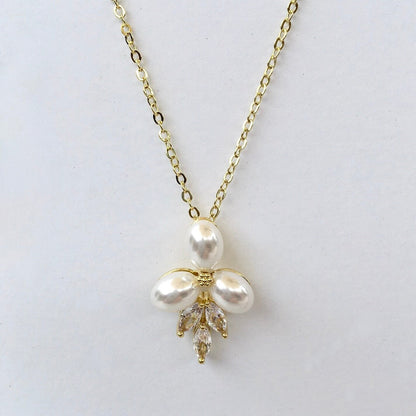 Adonna - Pearl Bridal Necklace - Available in Silver, Rose Gold and Yellow Gold