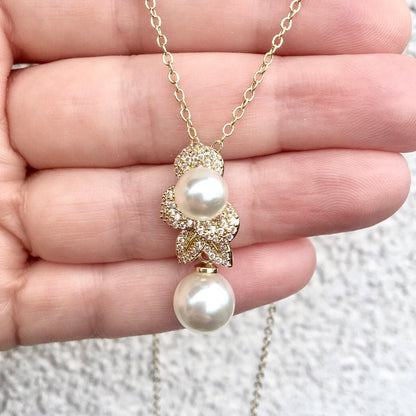 Cambria - Pearl Bridal Necklace - Available in Gold and Silver