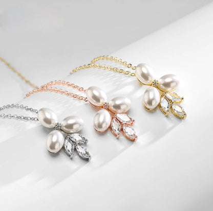 Adonna - Pearl Bridal Necklace - Available in Silver, Rose Gold and Yellow Gold