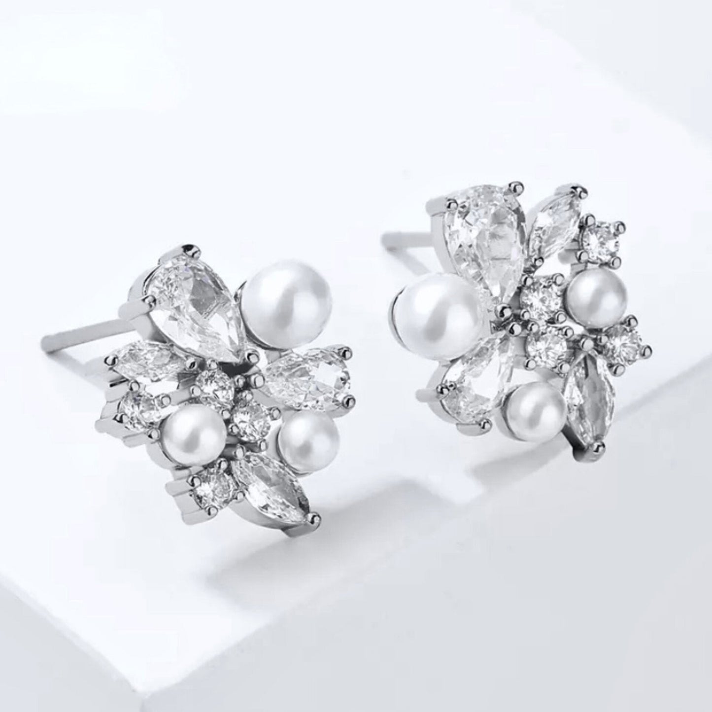 Eden - Pearl Bridal Stud Earrings - Available in Silver and Gold