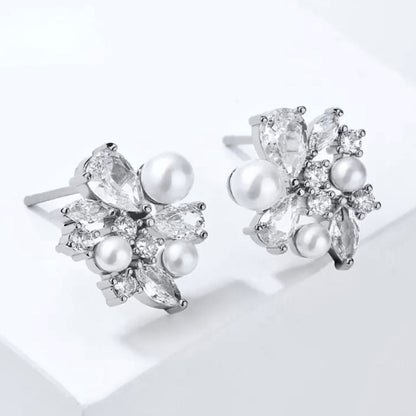 Eden - Pearl Bridal Stud Earrings - Available in Silver and Gold