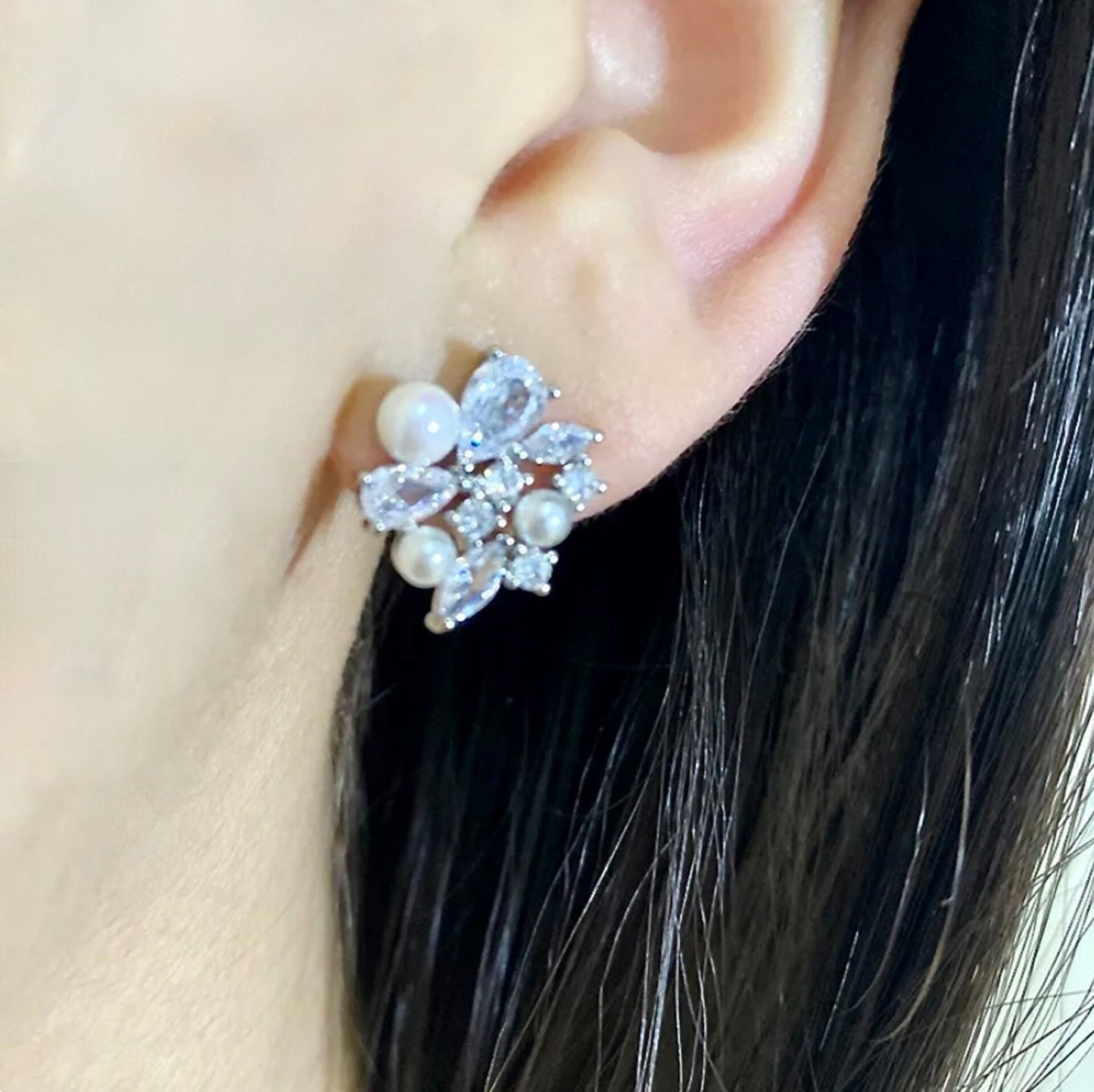 Eden - Pearl Bridal Stud Earrings - Available in Silver and Gold