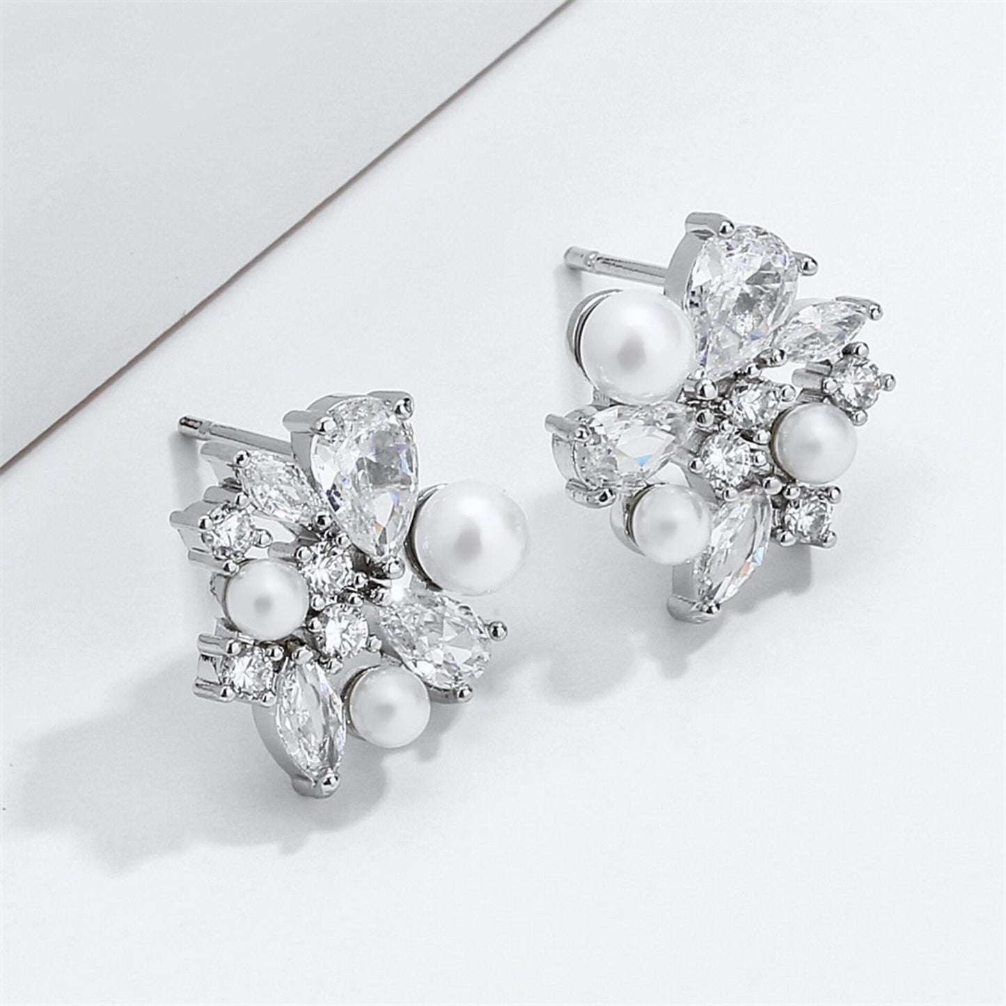 Eden - Pearl Bridal Stud Earrings - Available in Silver and Gold