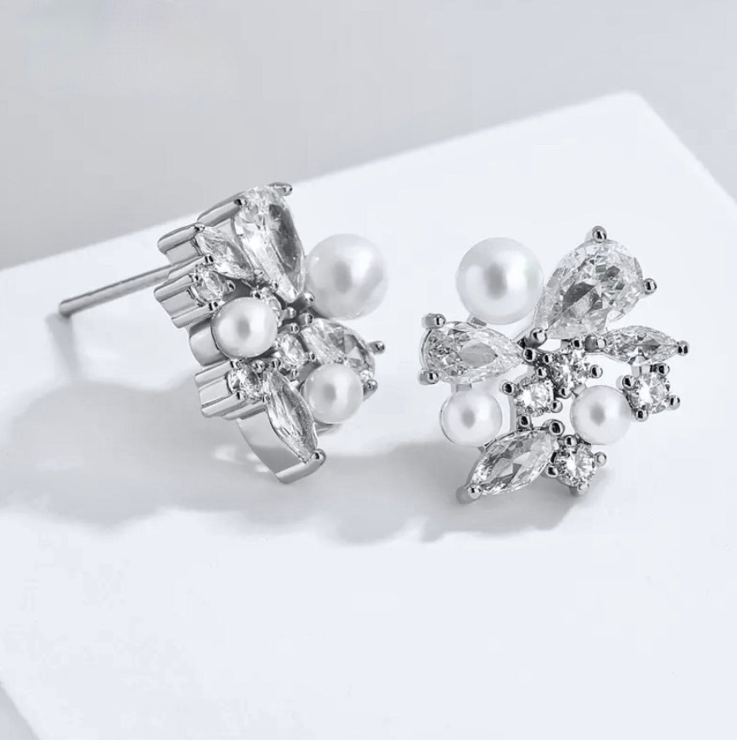 Eden - Pearl Bridal Stud Earrings - Available in Silver and Gold