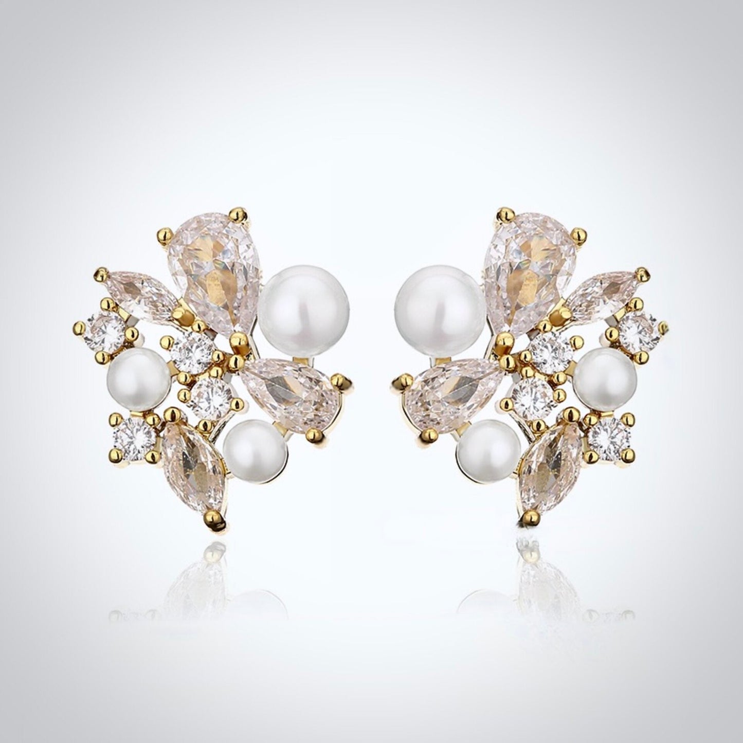 Eden - Pearl Bridal Stud Earrings - Available in Silver and Gold