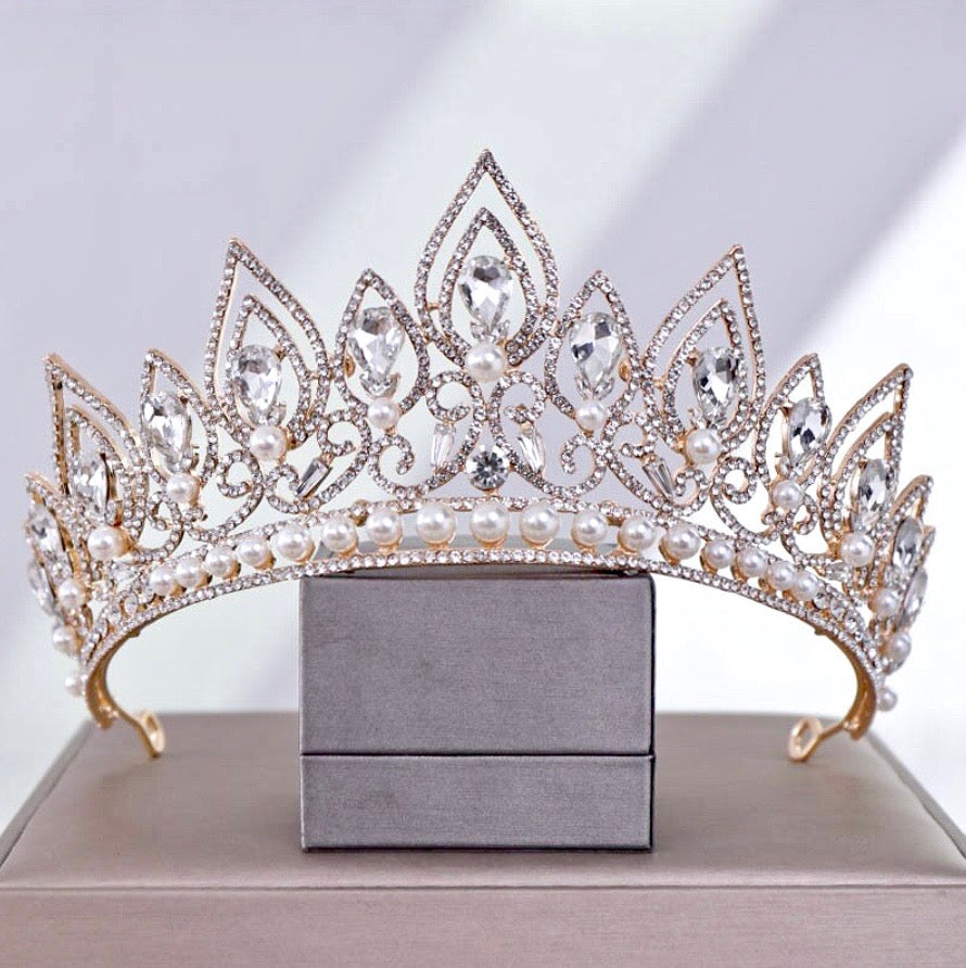 Annaleigh - Pearl Bridal Tiara - Available in Silver and Gold