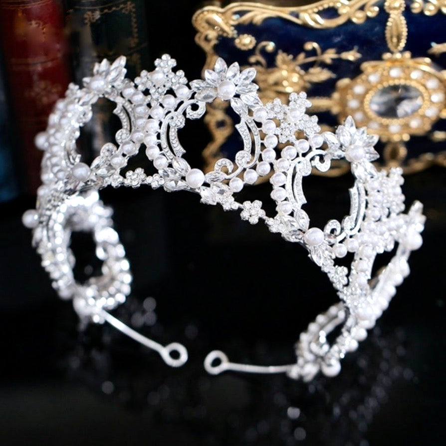 Everleigh - Pearl and Crystal Bridal Tiara - Available in Gold and Silver